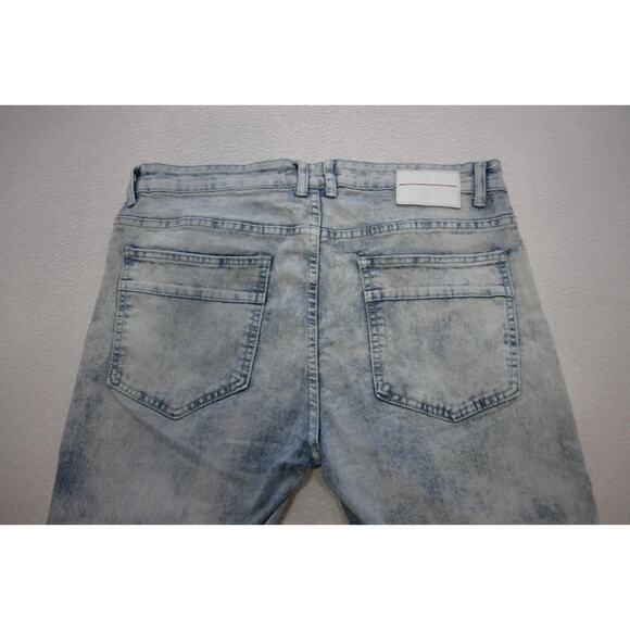 M. Society Slim Taper Stretch Distressed Denim Blue Jeans Mens Size 36 x 30 - Picture 9 of 10
